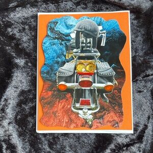 Orange Motorcycle Art Greeting Card - Blank Brand
